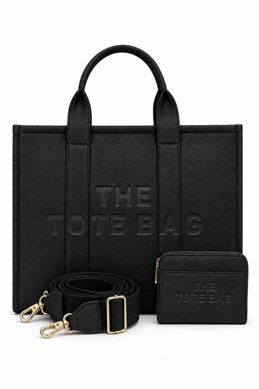 Lemonade Faux Leather Large Tote Bag Black &amp; Zip Up Tote Bag Purse Black Bundle