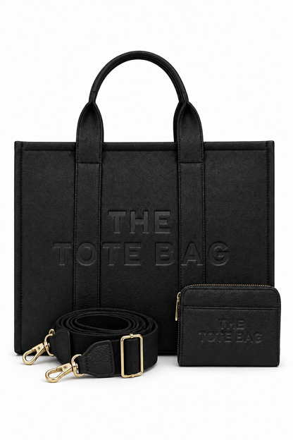 Lemonade Faux Leather Large Tote Bag Black &amp; Zip Up Tote Bag Purse Black Bundle