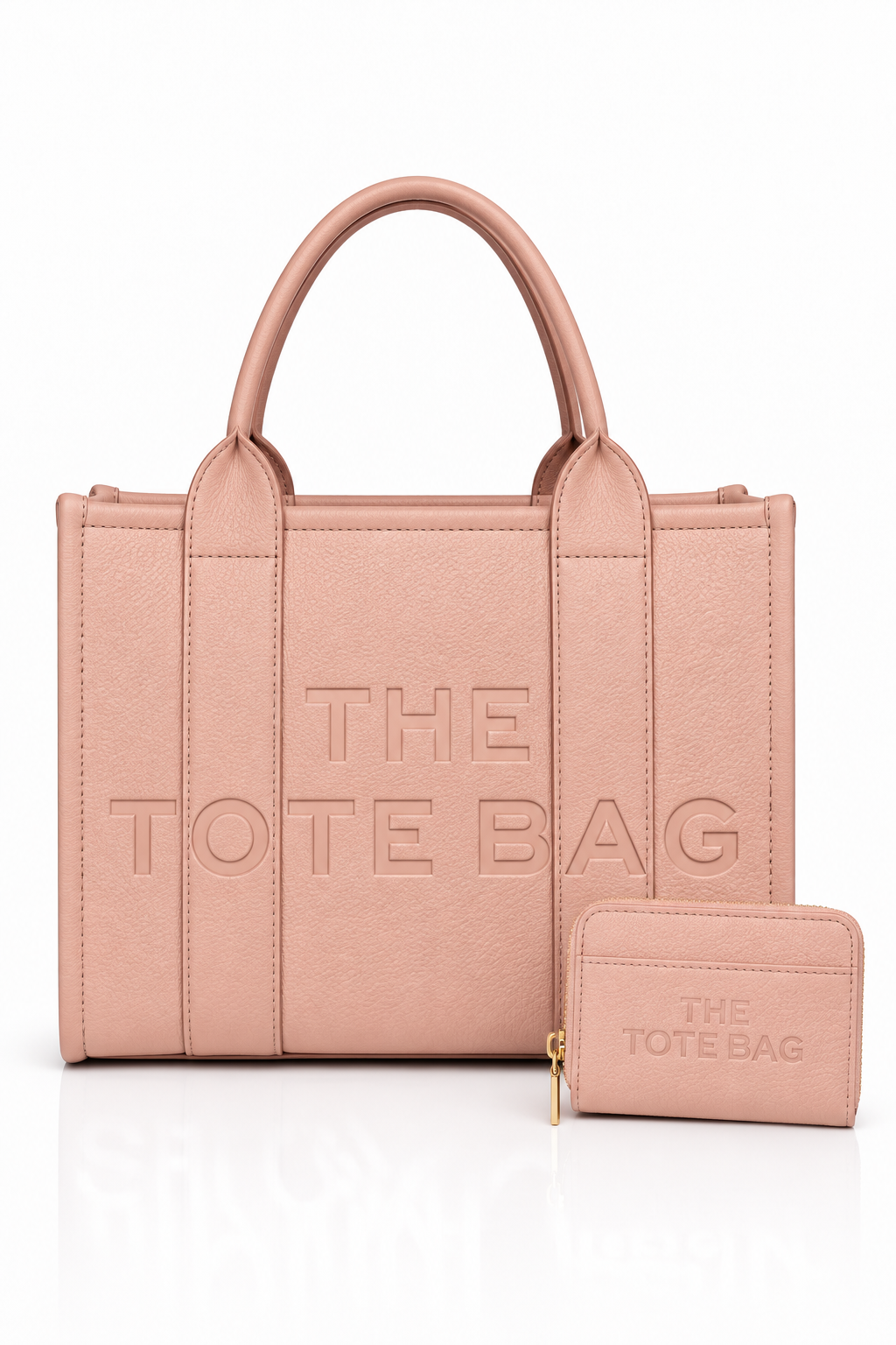 Faux Leather Medium Tote Bag Baby Pink &amp; Lemonade Zip Up Tote Bag Purse Pink Bundle