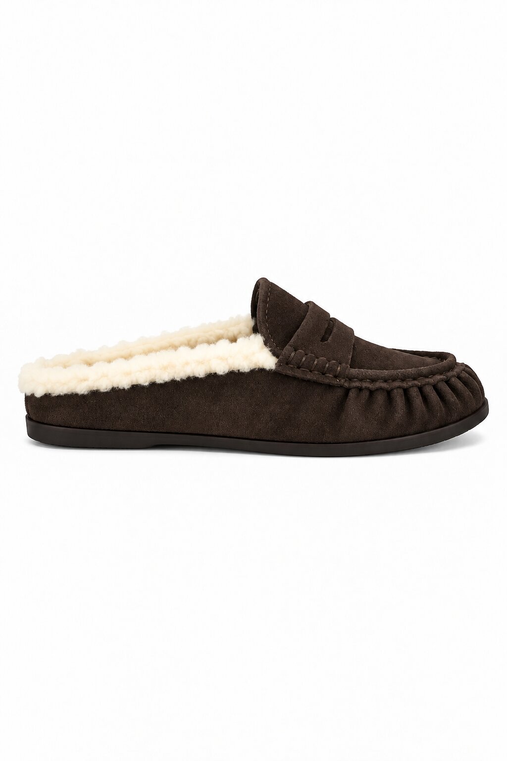 Hazel Faux Suede Moccasin Fleece-Lined Slip On Loafer Flats Brown