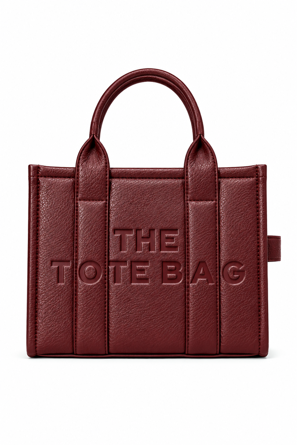 Faux Leather Medium Tote Bag Burgundy