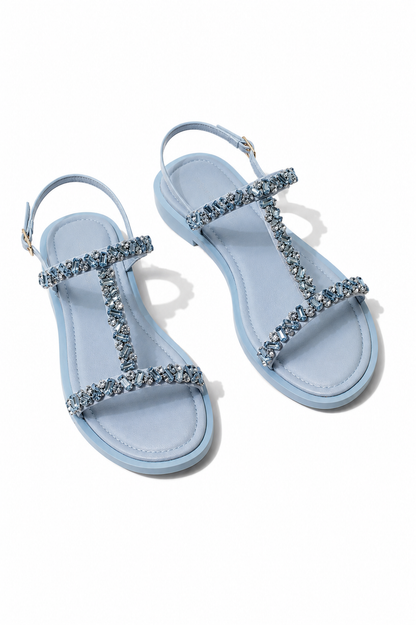 Crystal Enchanted Daydream T-Bar Sandals Blue