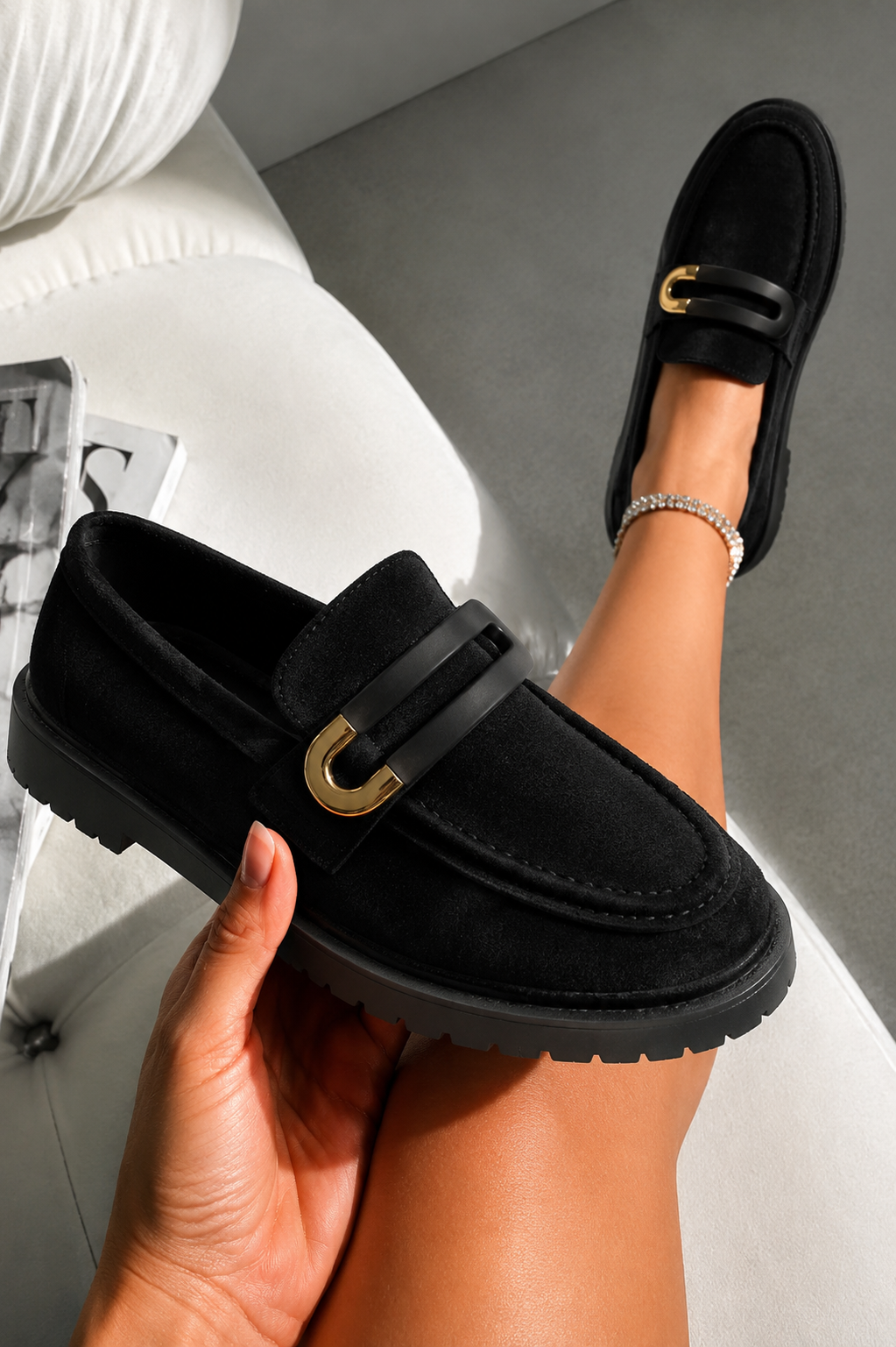 Comfort Darcy Buckle Everyday Chunky Loafers Black