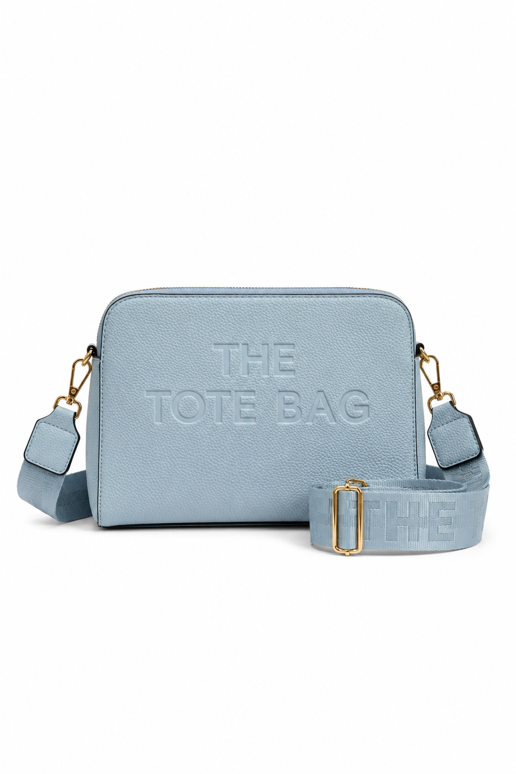 Faux Leather Triple Compartment Everyday Crossbody Tote Bag Blue