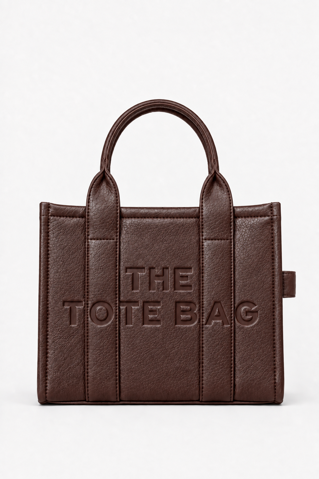 Faux Leather Medium Tote Bag Coffee Brown