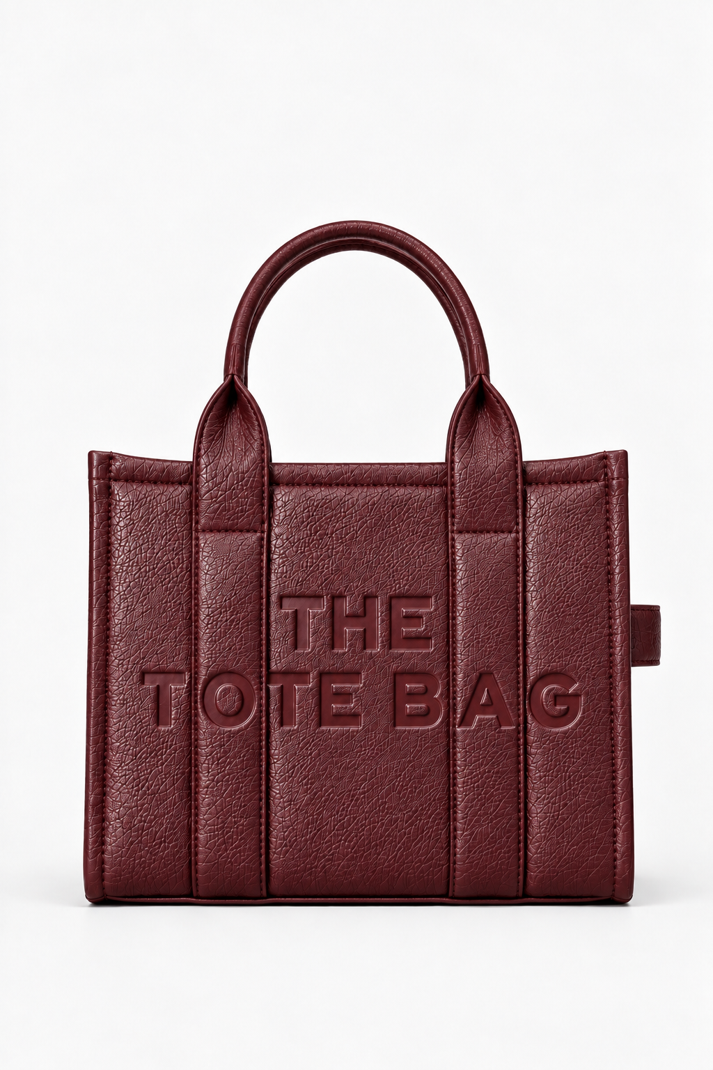 Faux Leather Medium Tote Bag Burgundy