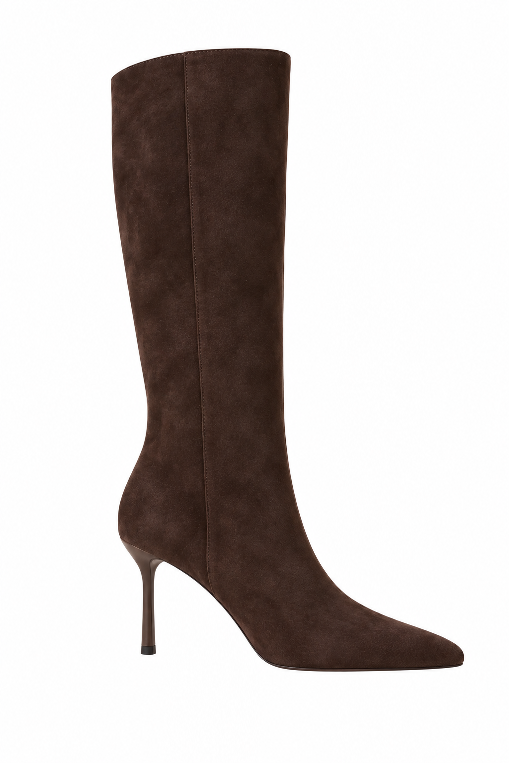 Selena Luxe Knee High Faux Suede Kitten Heel Wide Leg Boot Brown