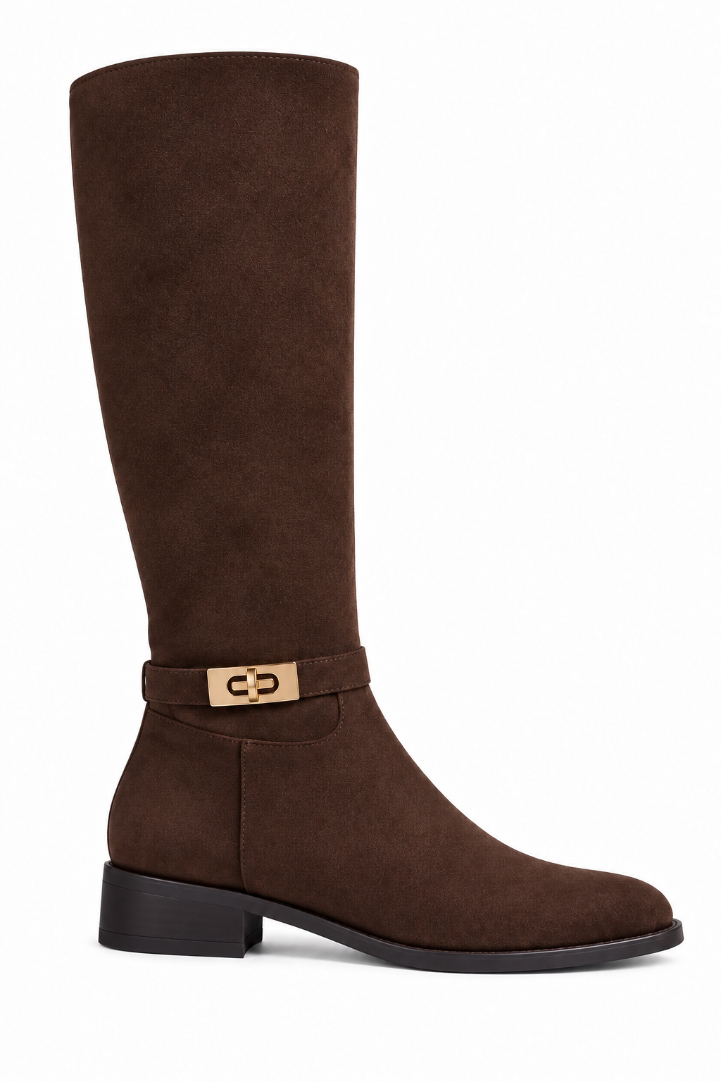 Mayfair Luxe Iconic Buckle Faux Suede Boots Brown