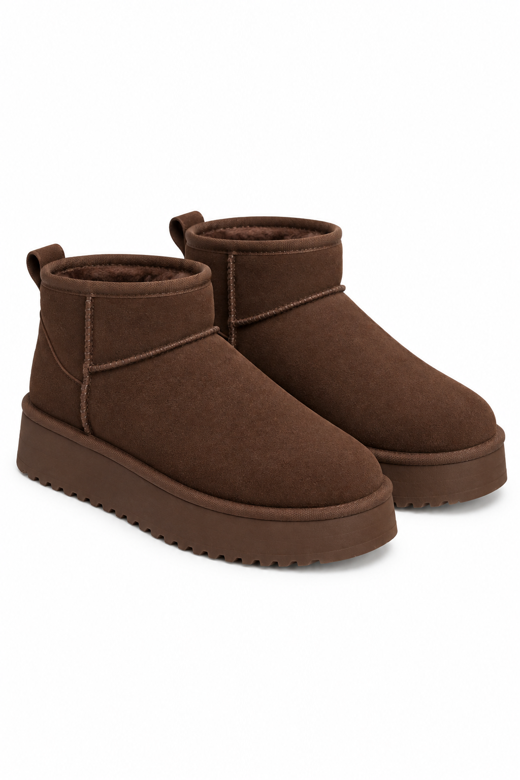 Alpine Comfort Faux Suede Fur Lined Ultra Mini Boots Brown