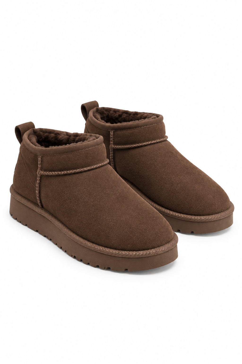 Aspen Comfort Faux Suede Fur Lined Snugg Micro Boots Brown