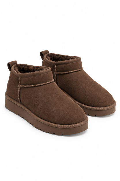 Aspen Comfort Faux Suede Fur Lined Snugg Micro Boots Brown