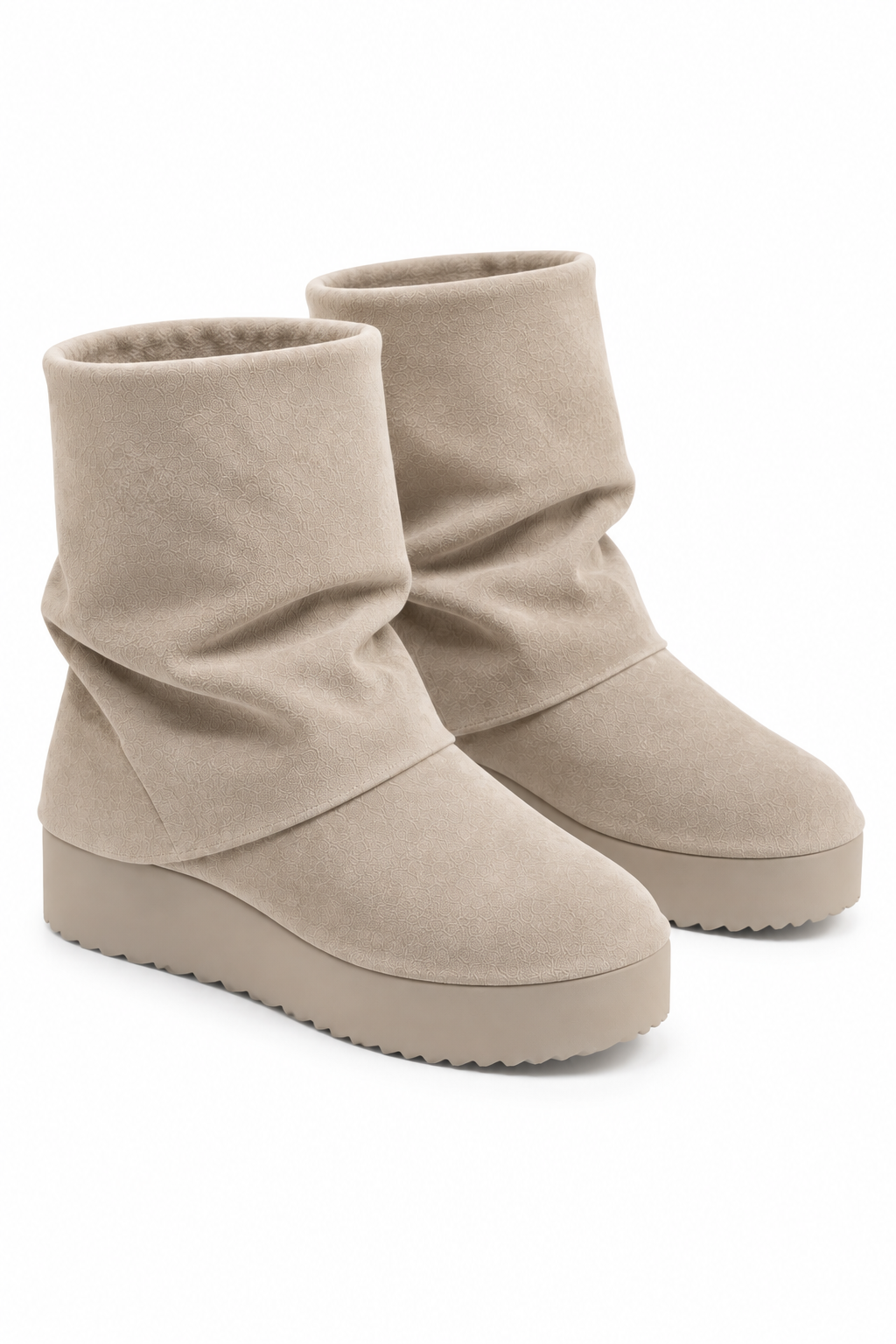 Vienna Comfort Faux Suede Foldover Mid-Calf Boots Stone