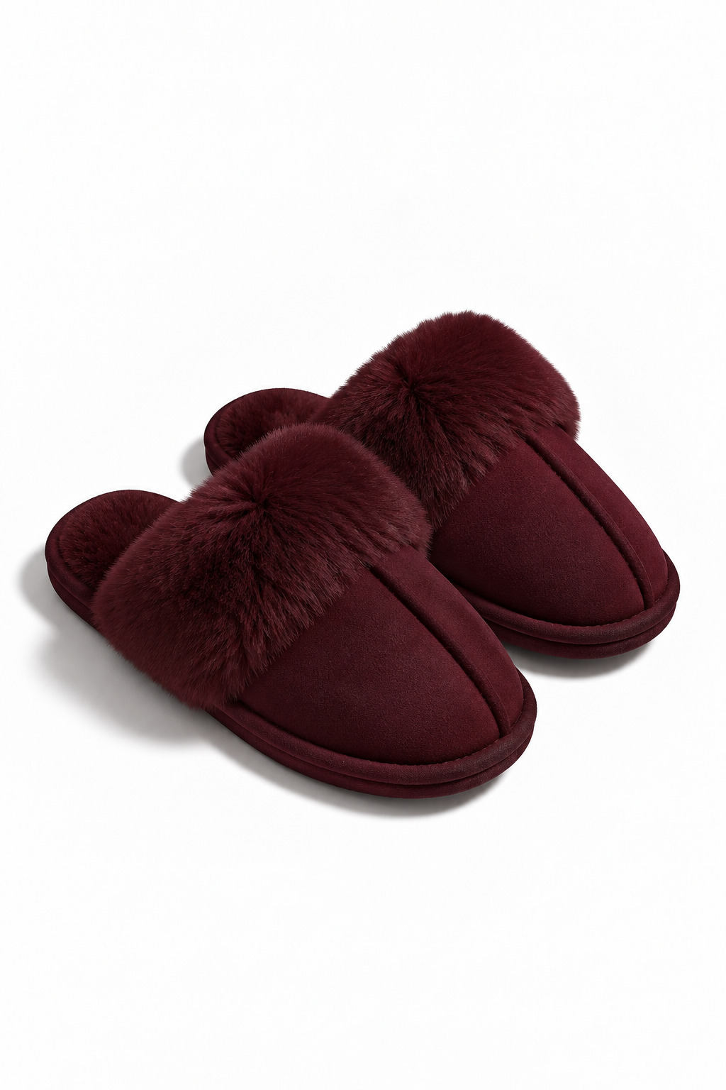 Comfort Cloud Nine Faux Fur Trim Mule Slippers Burgundy