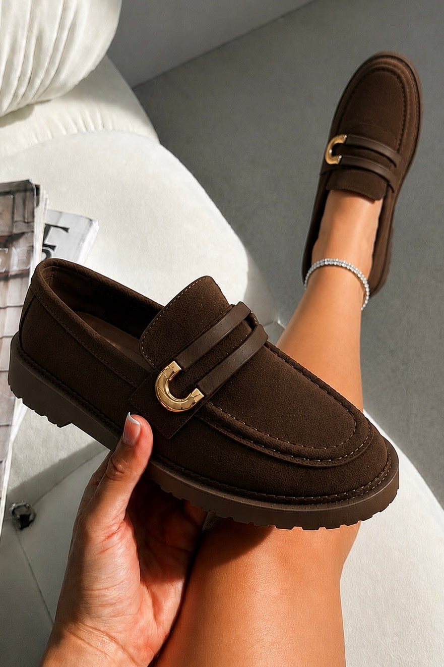 Comfort Darcy Buckle Everyday Chunky Loafers Brown