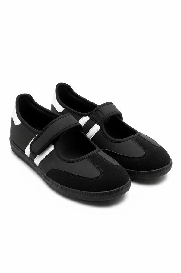 Comfort Mary Jane Padded Footbed Slip On Trainers Black
