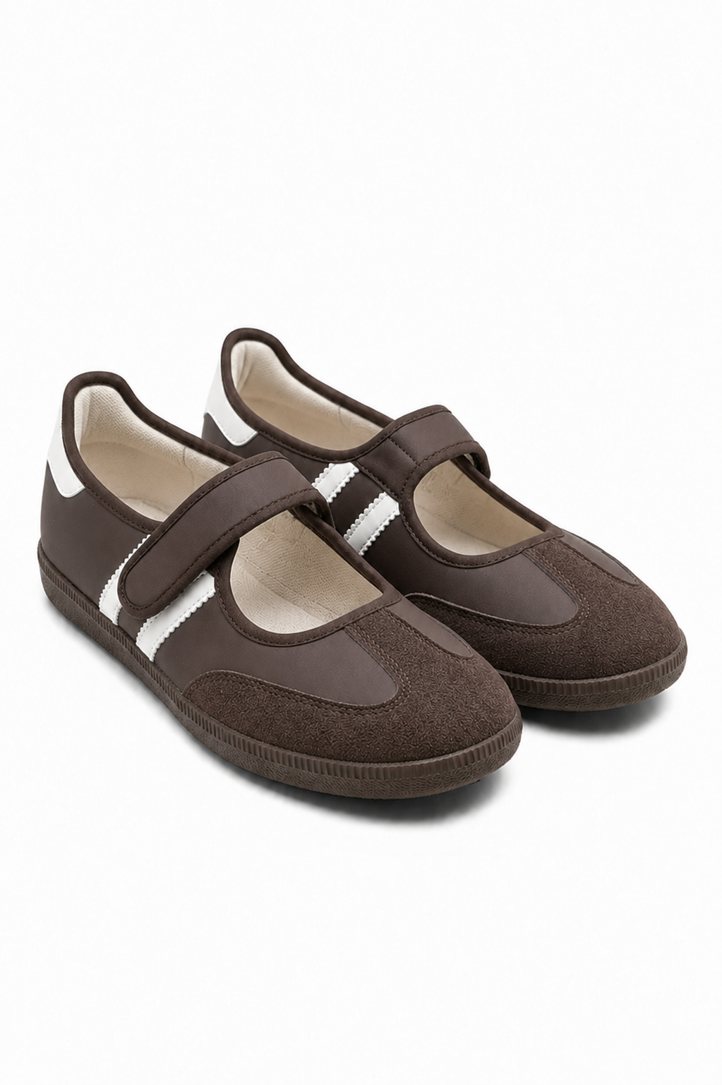 Comfort Mary Jane Padded Footbed Slip On Trainers Brown