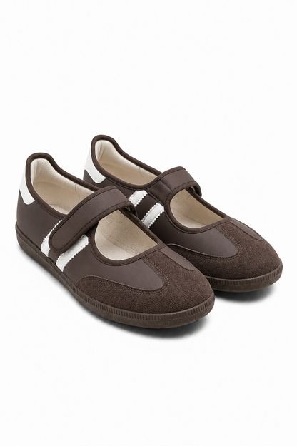 Comfort Mary Jane Padded Footbed Slip On Trainers Brown