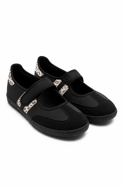 Comfort Mary Jane Padded Footbed Slip On Trainers Leopard