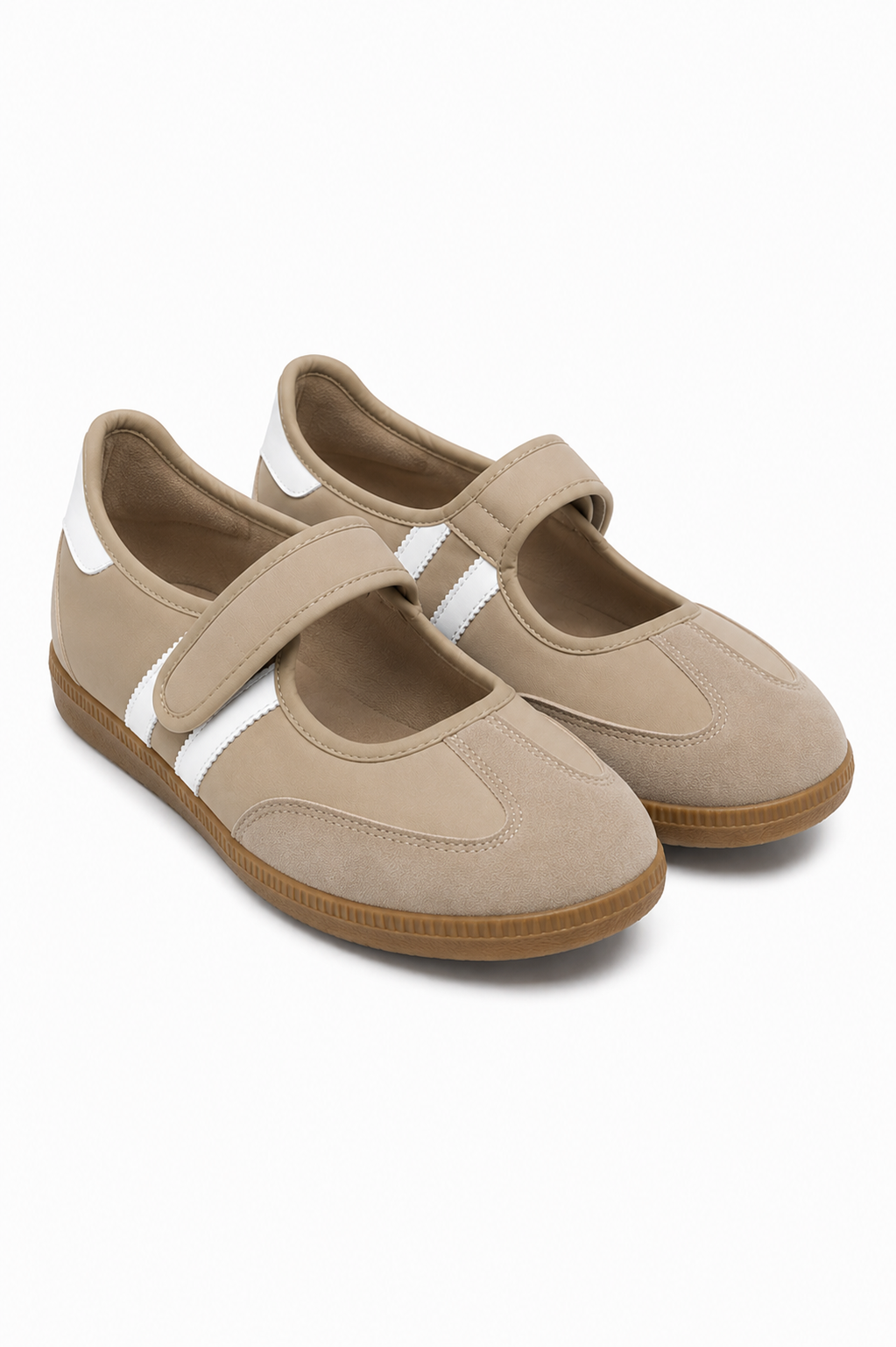 Comfort Mary Jane Padded Footbed Slip On Trainers Mocha