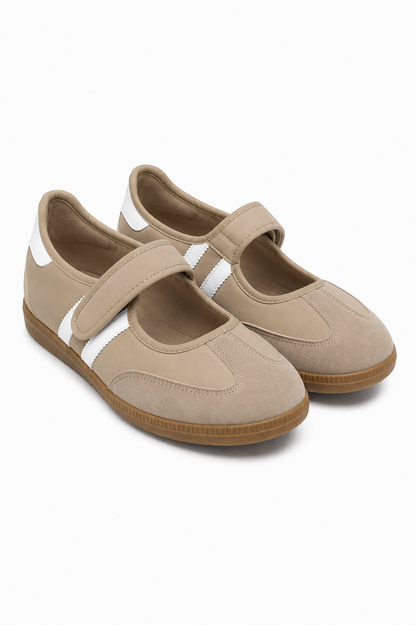 Comfort Mary Jane Padded Footbed Slip On Trainers Mocha