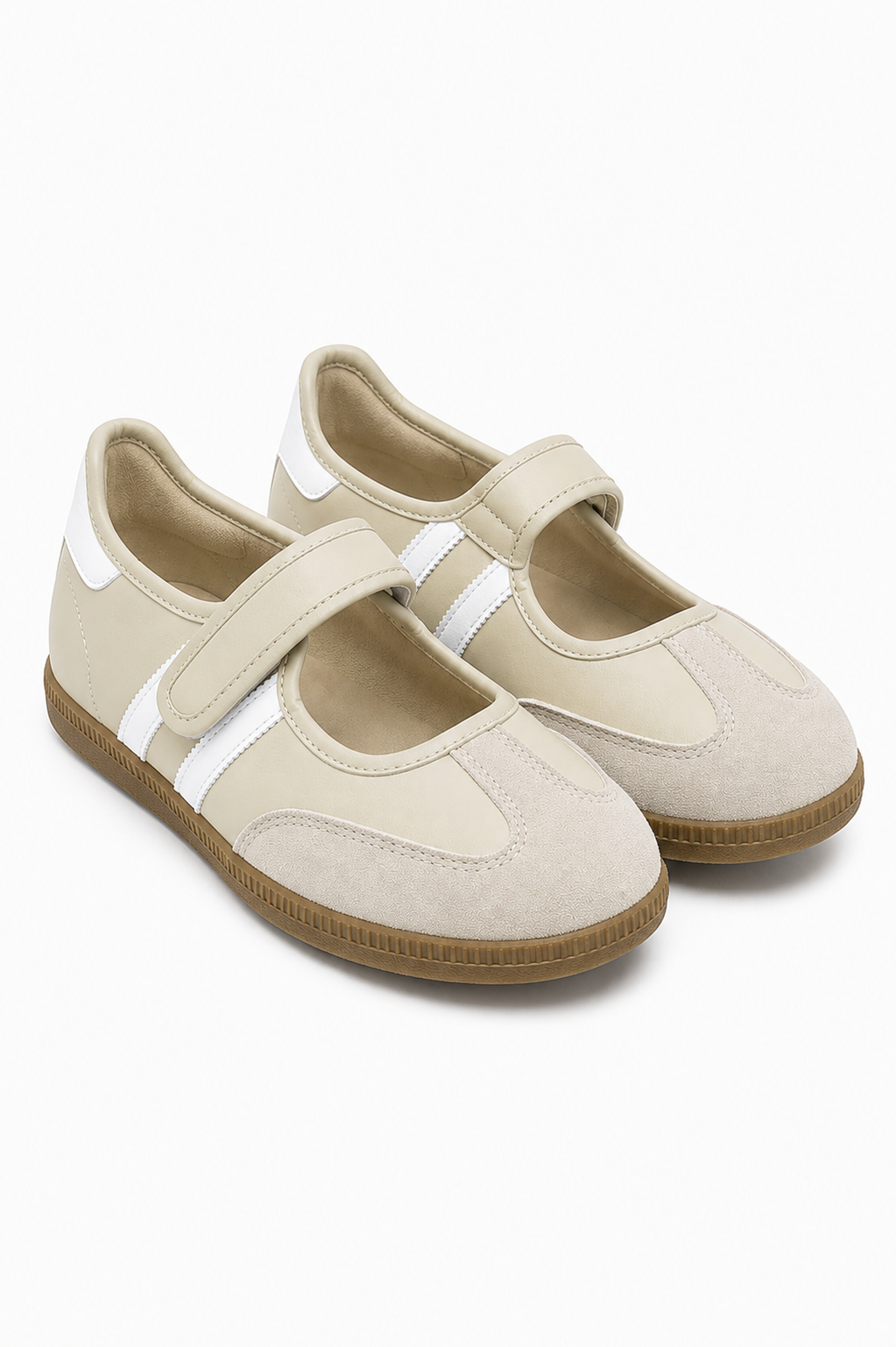Comfort Mary Jane Padded Footbed Slip On Trainers Nude
