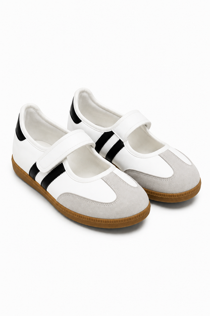 Comfort Mary Jane Padded Footbed Slip On Trainers White