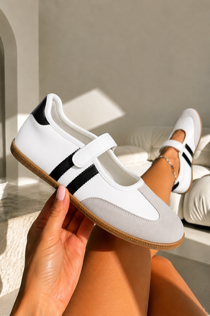 Comfort Mary Jane Padded Footbed Slip On Trainers White