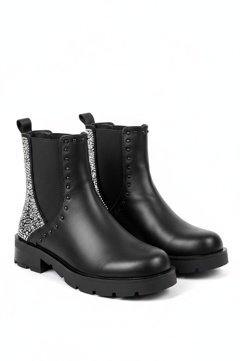 Crystal Back Chelsea Boots Black