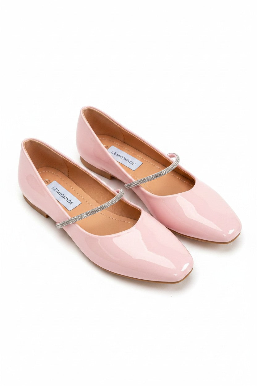 Crystal Belle Dolly Shoes Pink