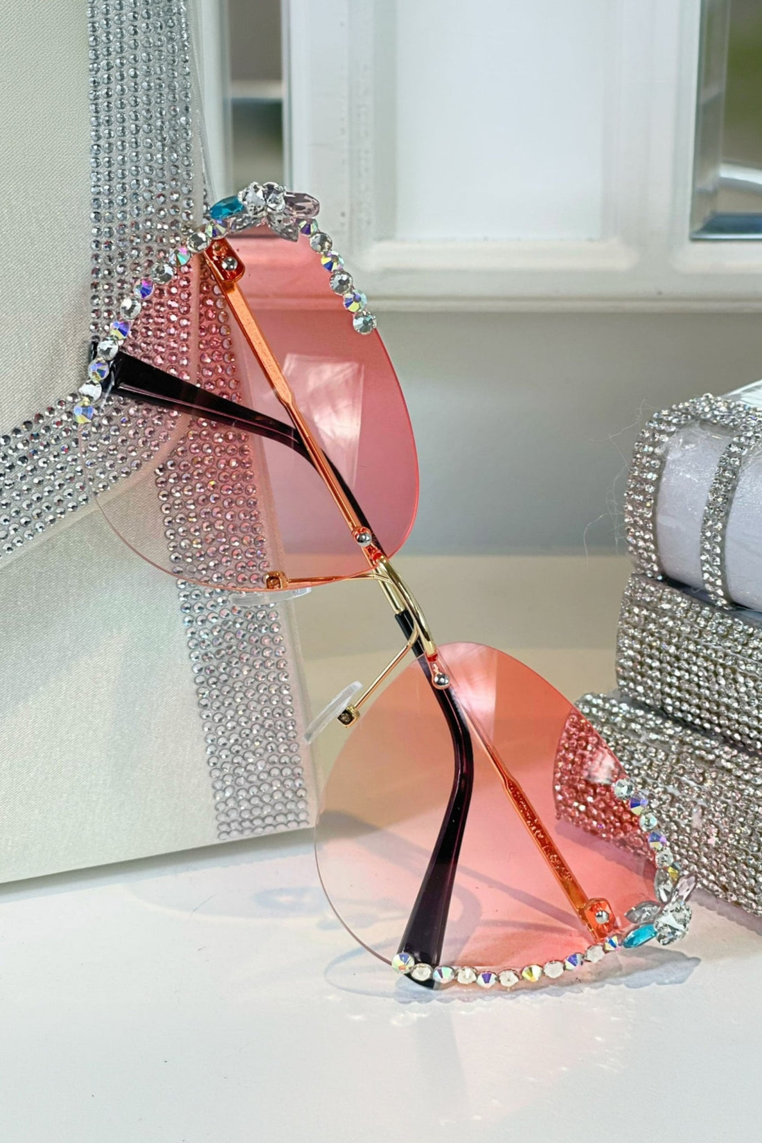 Crystal Celebrity Sunglasses Pink