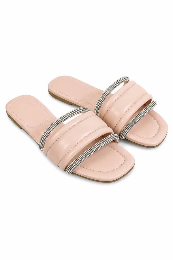 Crystal Chic Sliders Peach