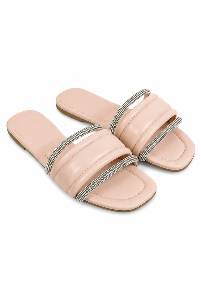 Crystal Chic Sliders Peach