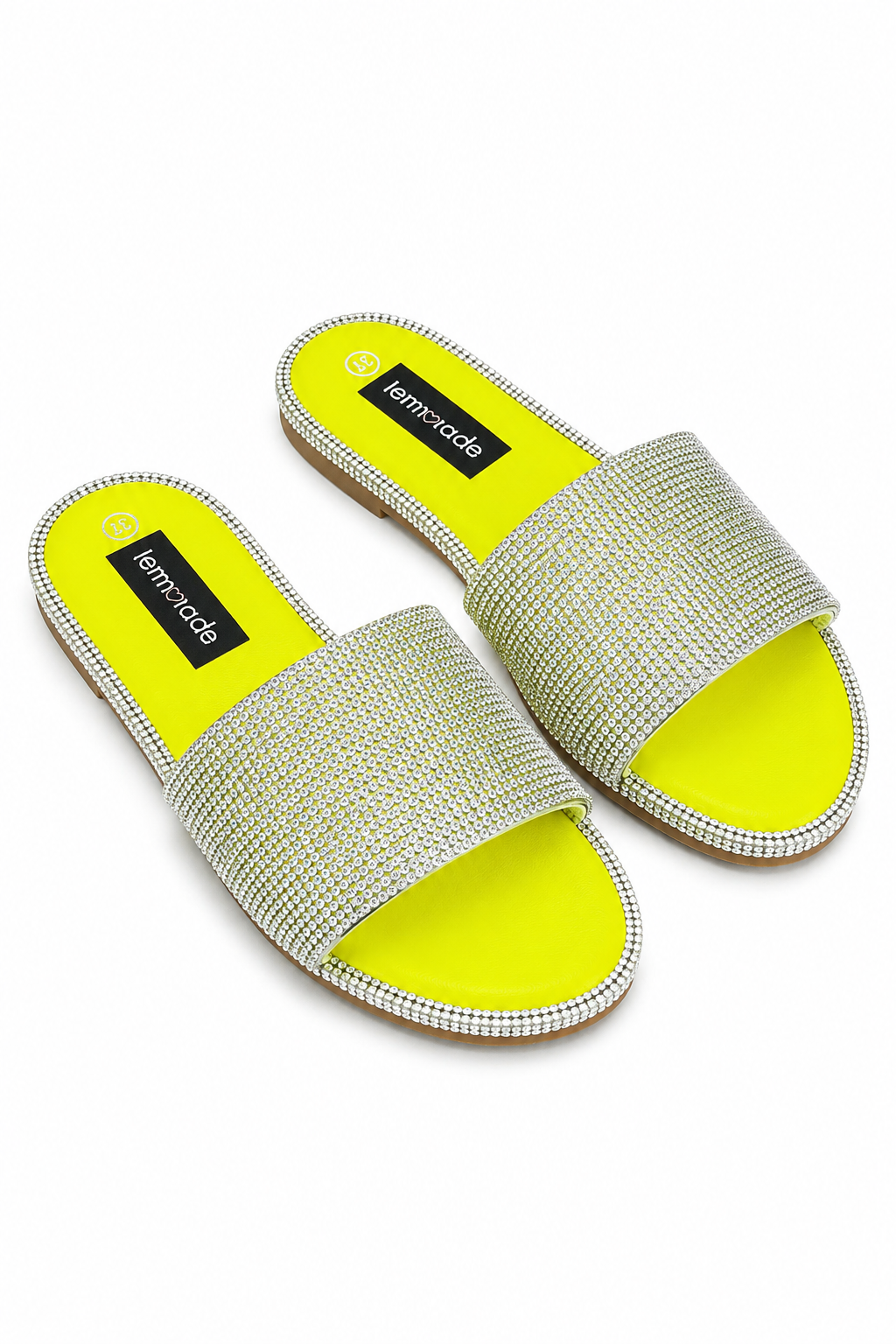 Crystal Cinderella Sliders Neon Yellow