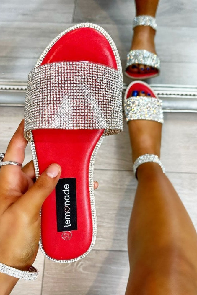 Crystal Cinderella Sliders Red featuring crystal Embellished Band