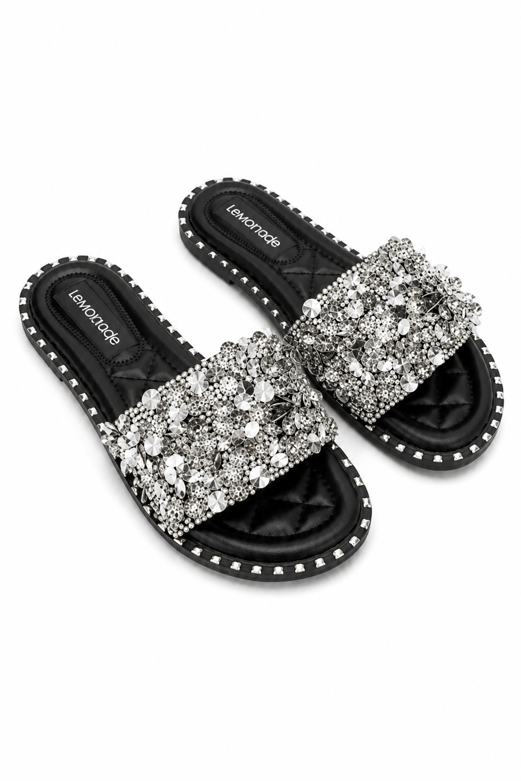 Crystal Clustered Sliders Black Diamond