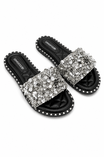 Crystal Clustered Sliders Black Diamond