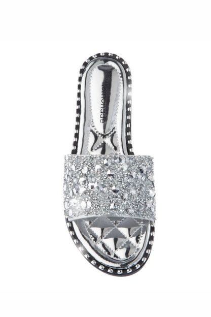 Crystal Clustered Sliders Silver