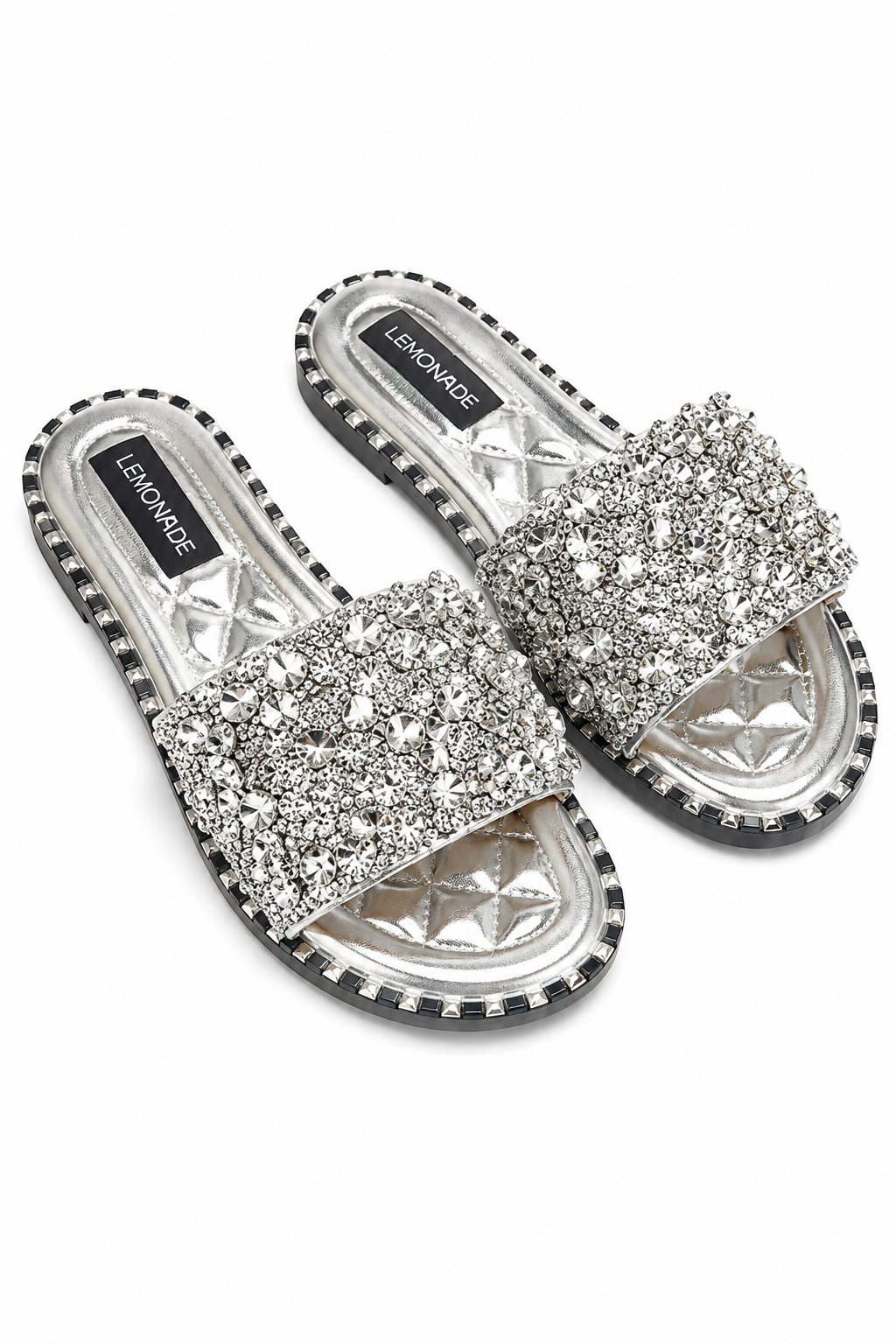 Crystal Clustered Sliders Silver