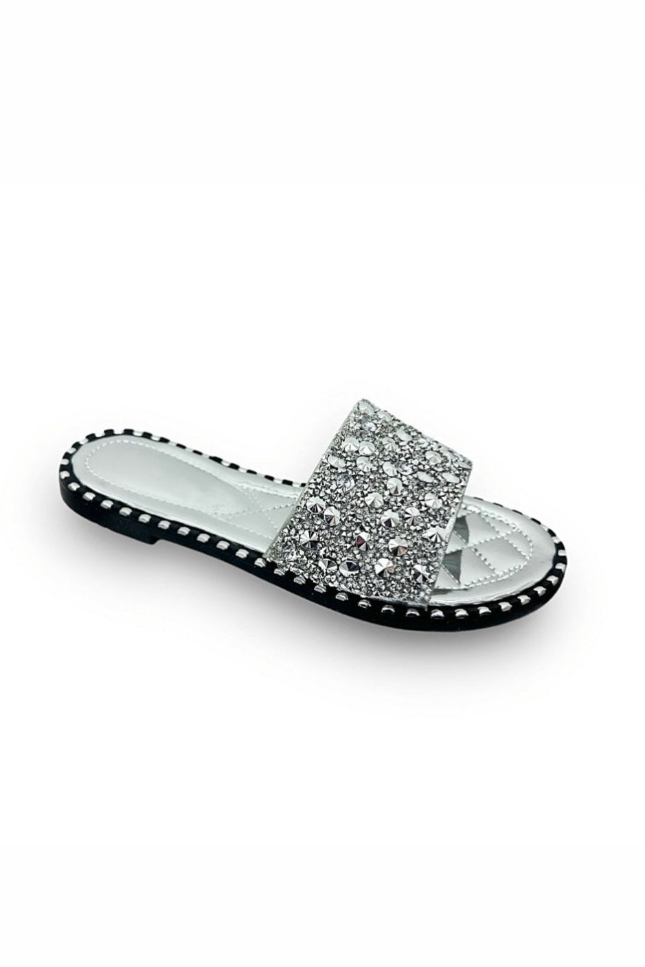 Crystal Clustered Sliders Silver
