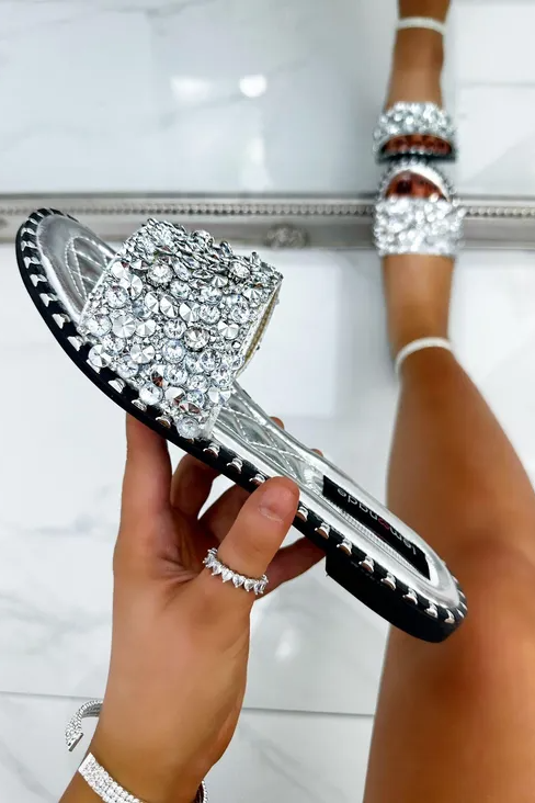Crystal Clustered Sliders Silver, showcasing assorted Crystal Embellishments