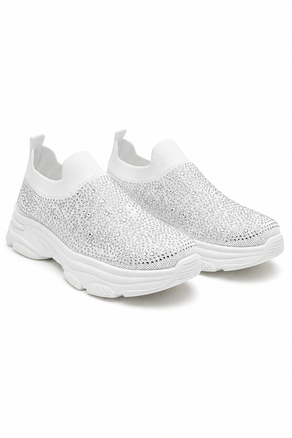Crystal Comfort Sporty Sock Stretch Trainers White