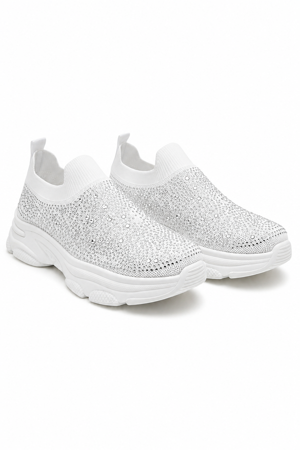 Crystal Comfort Sporty Sock Stretch Trainers White