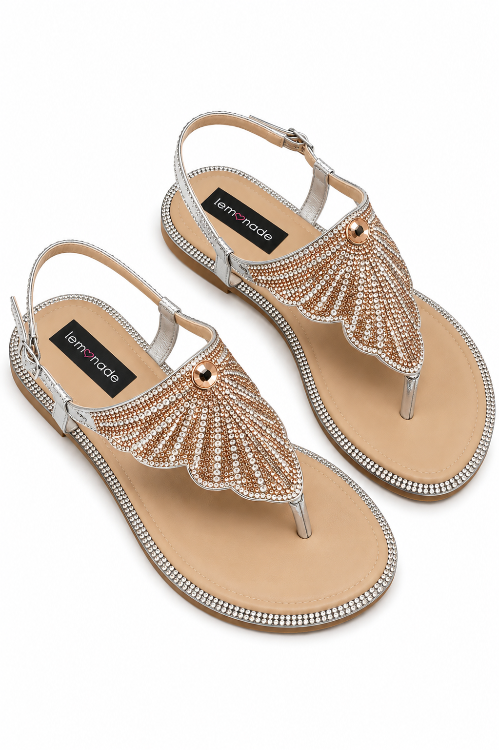 Crystal Couture Butterfly Sandals Rose Gold