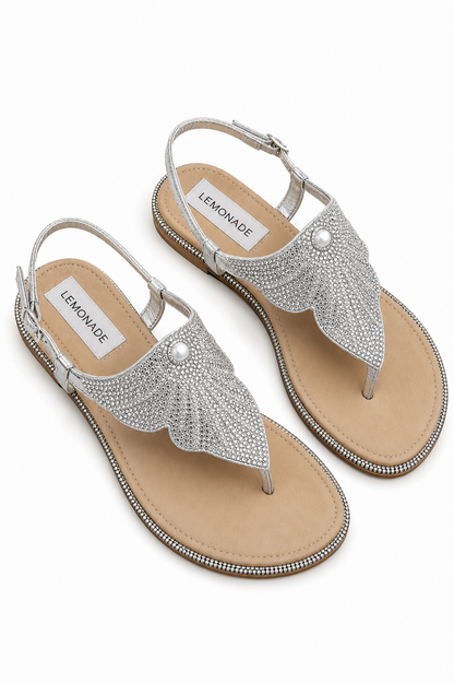 Crystal Couture Butterfly Sandals Silver