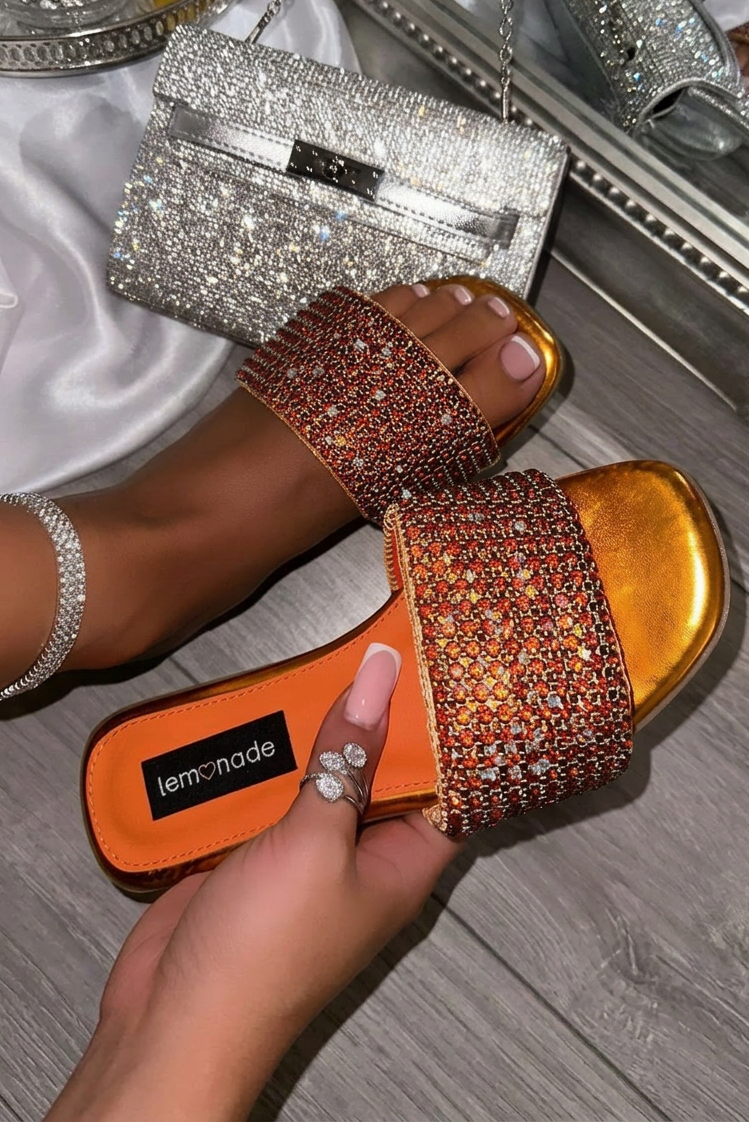 Crystal Couture Sliders Orange