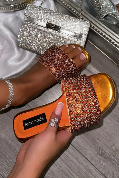 Crystal Couture Sliders Orange