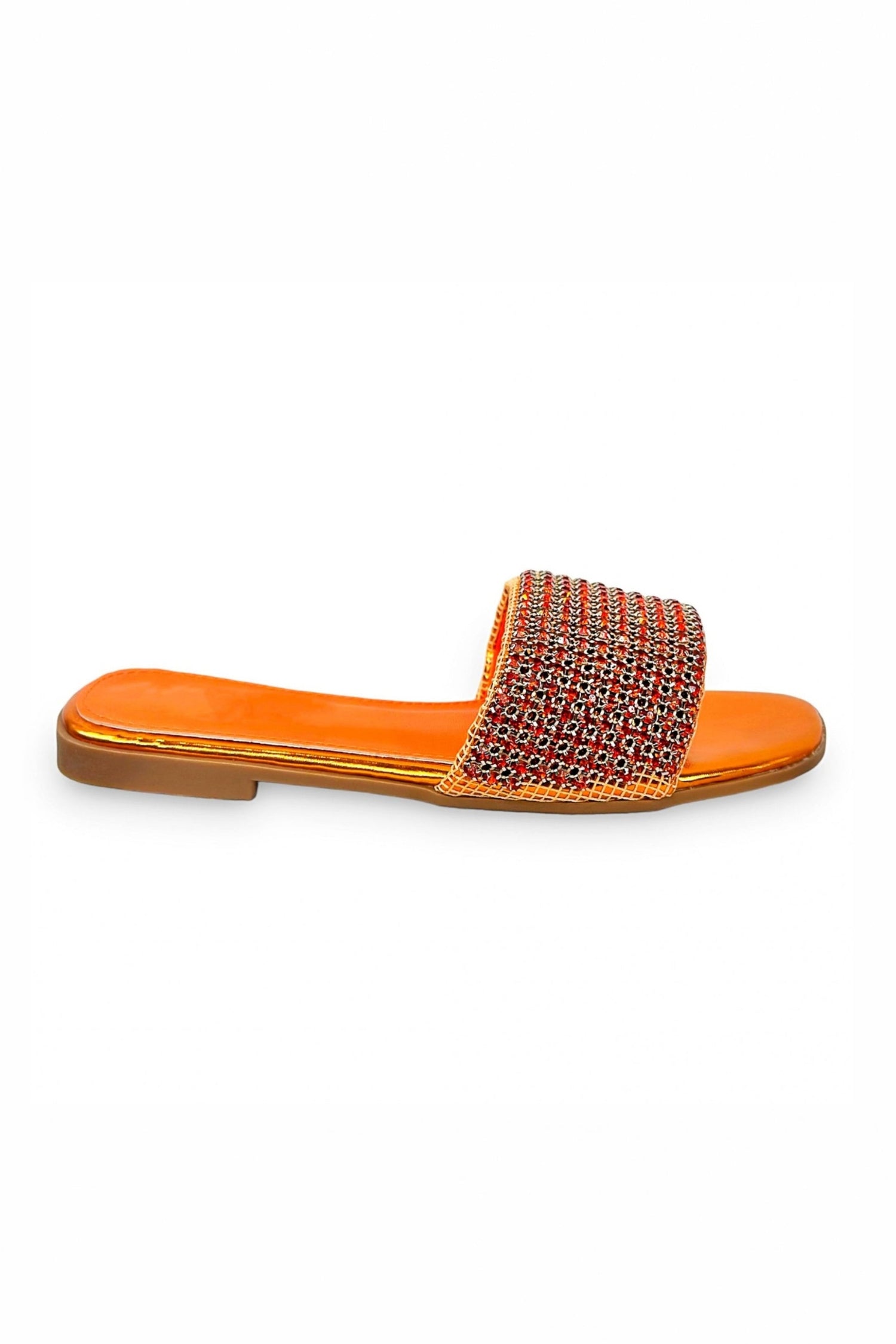 Orange sparkly slider against a white background