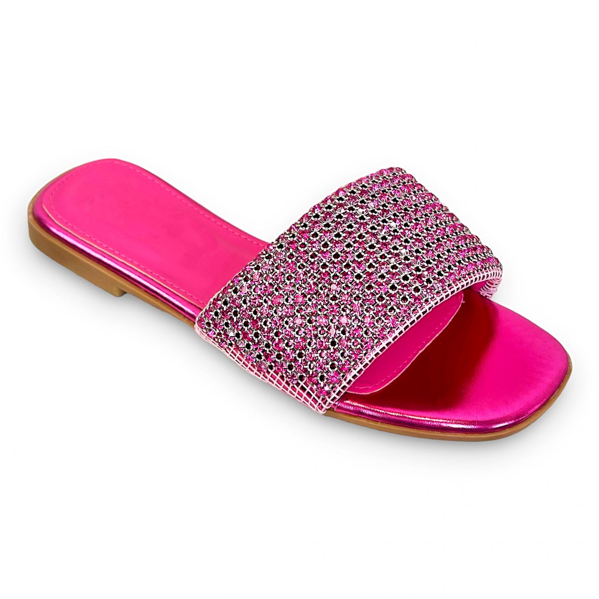 Crystal Couture Sliders Pink, drawing attention to lining: Textile/Synthetic