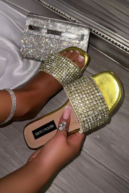 Crystal Couture Sliders Yellow