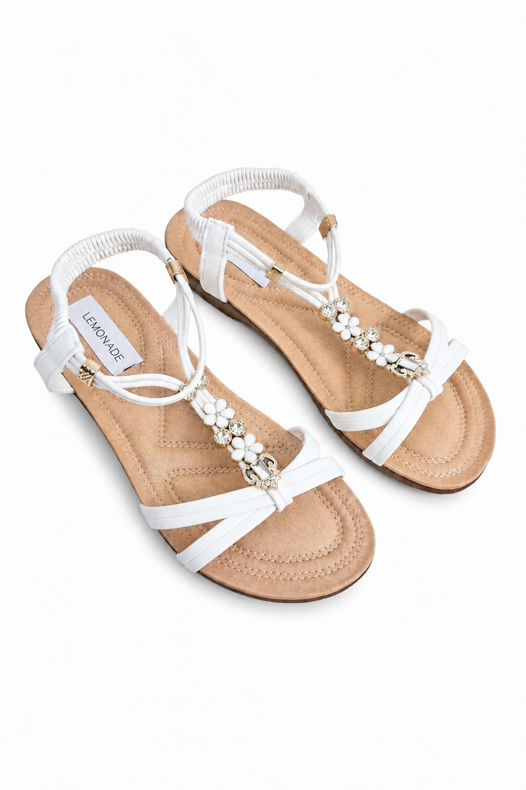 Crystal Daisy Dream Toe Post Sandals White